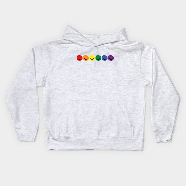 Pride Rainbow Smiley Faces Kids Hoodie by ellenhenryart